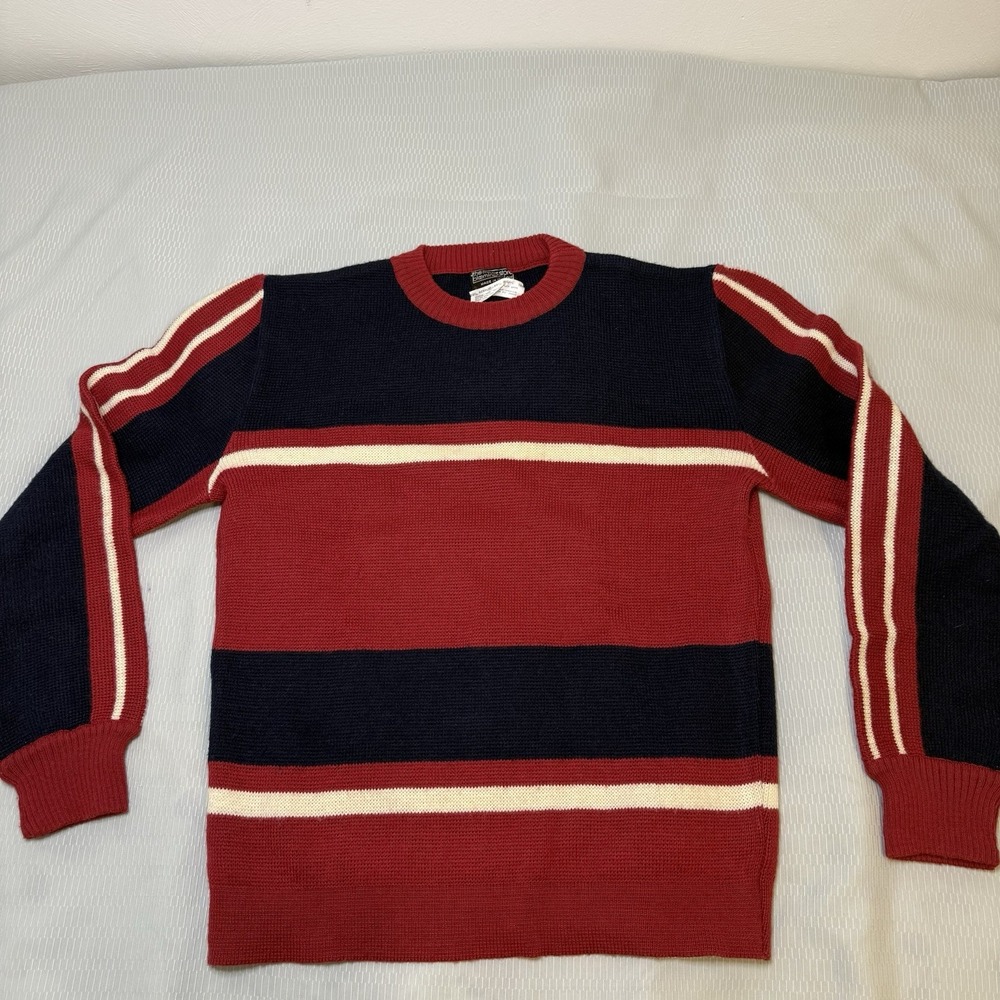 Vintage The Mens Store Bloomingdales Ted Blue White 50% Wool Sweater Sz M Italy